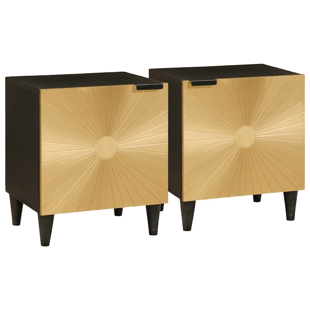 vidaXL Bedside Cabinet 2 pcs Black and Gold 40 x 33 x 46 cm 1