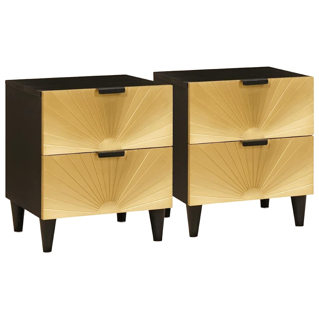 vidaXL Bedside Cabinet 2 pcs Black and Gold 40 x 33 x 46 cm 1