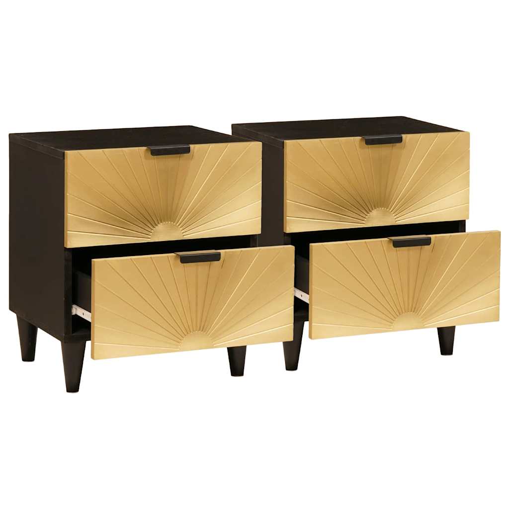 vidaXL Bedside Cabinet 2 pcs Black and Gold 40 x 33 x 46 cm 2