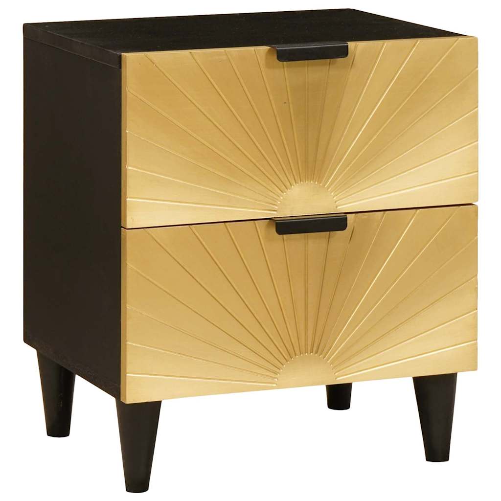 vidaXL Bedside Cabinet 2 pcs Black and Gold 40 x 33 x 46 cm 3