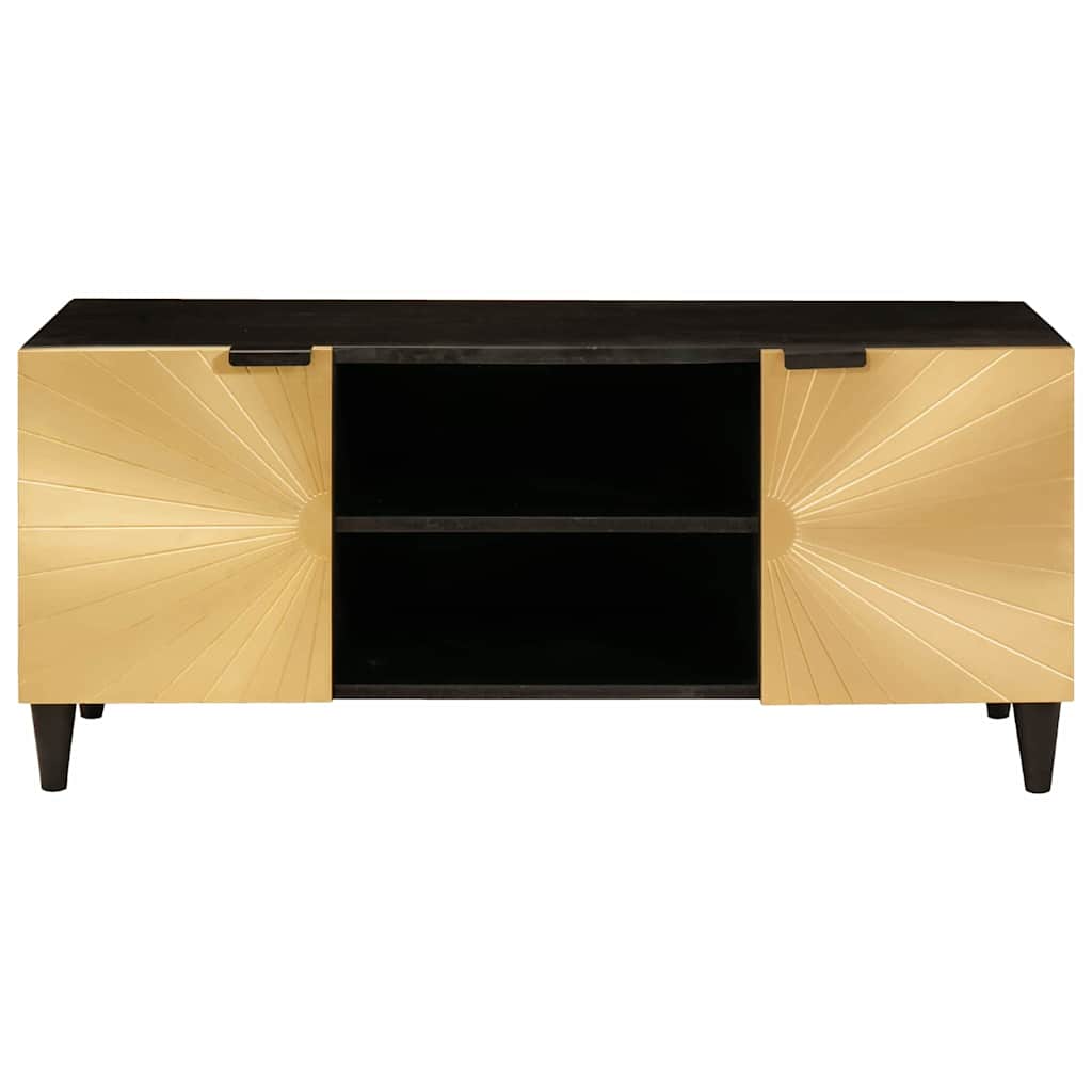 vidaXL TV Cabinet Black and Gold 105 x 33 x 46 cm Engineered Wood 3