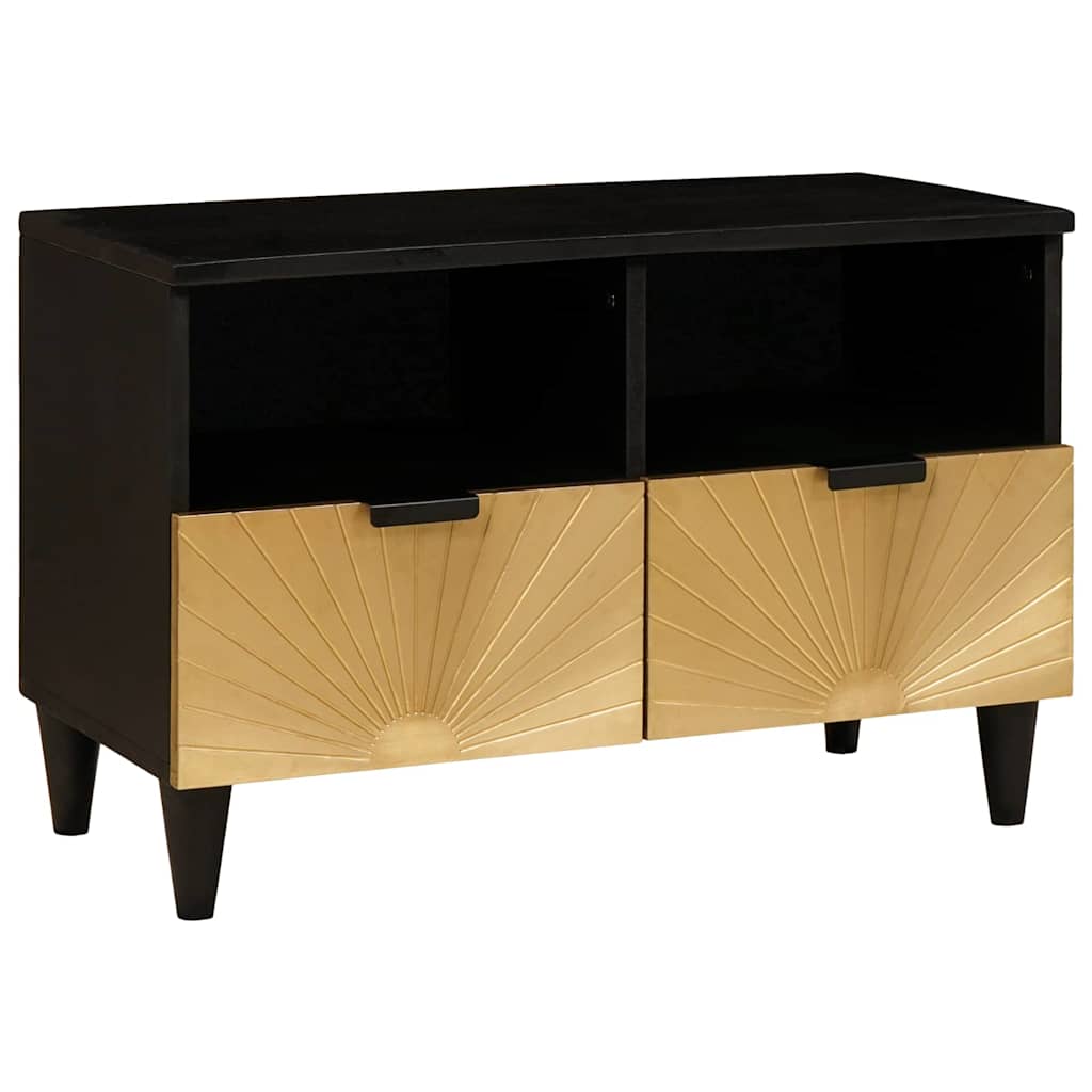 vidaXL TV Cabinet Black and Gold 70 x 33 x 46 cm Engineered Wood 1