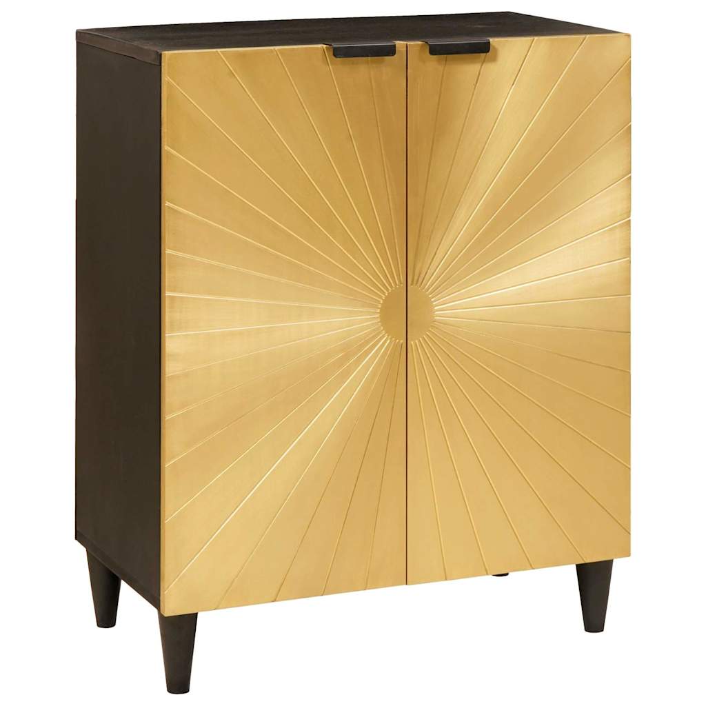 vidaXL Sideboard Black and Gold 60 x 33 x 75 cm Solid Mango Wood 1