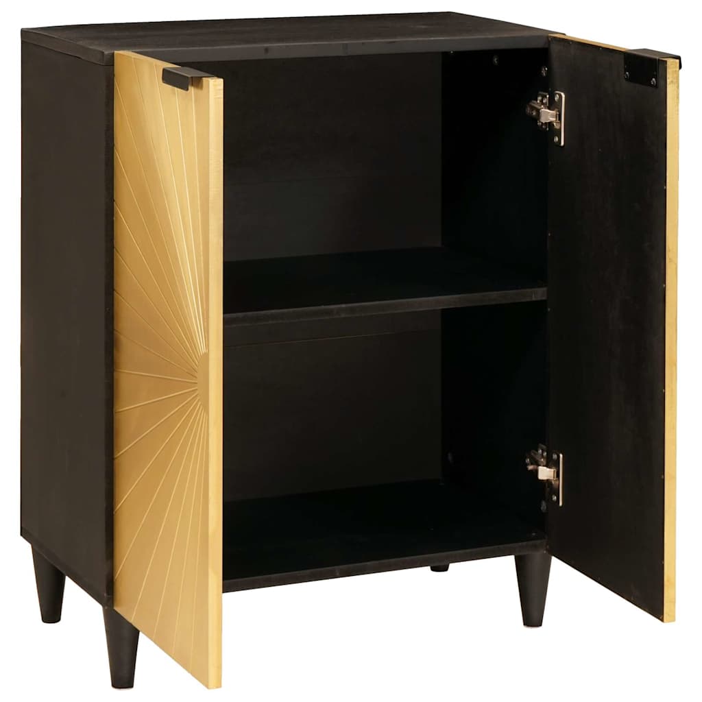 vidaXL Sideboard Black and Gold 60 x 33 x 75 cm Solid Mango Wood 2