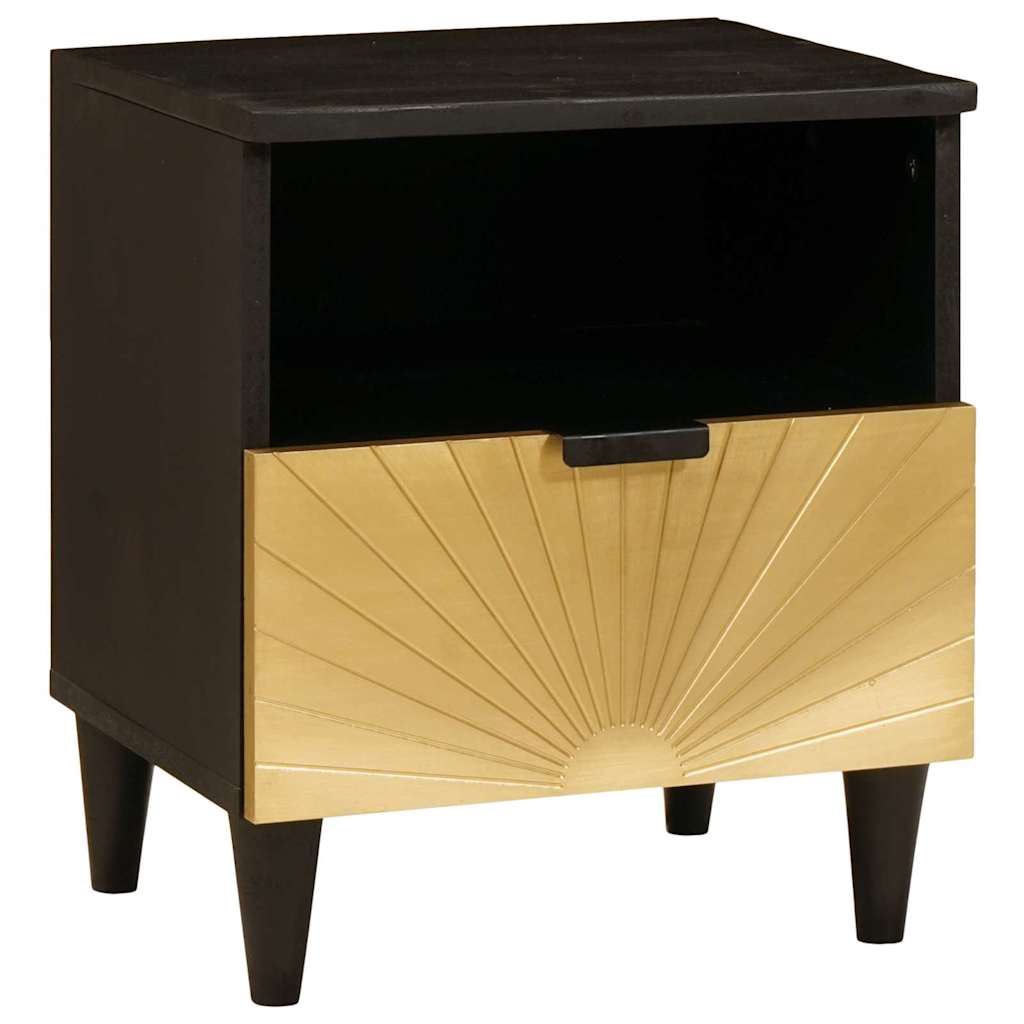 vidaXL Bedside Cabinet Black and Gold 40 x 33 x 46 cm Engineered Wood 1