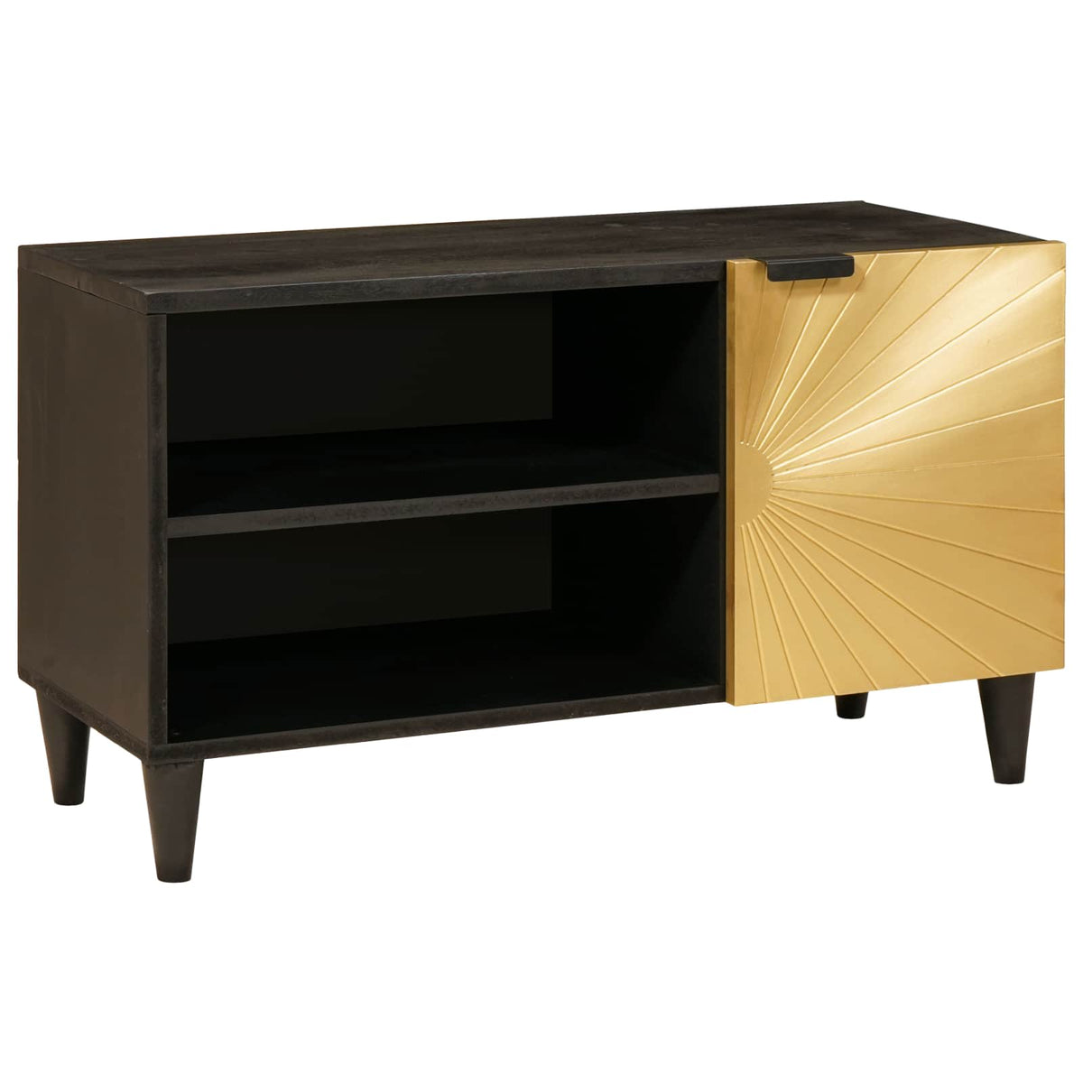 vidaXL TV Cabinet Black and Gold 80 x 33 x 46 cm Engineered Wood 1