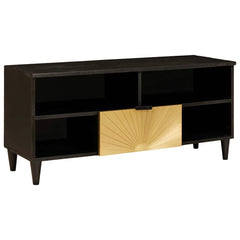 vidaXL TV Cabinet Black and Gold 100 x 33 x 46 cm Engineered Wood 1