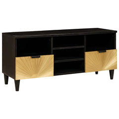 vidaXL TV Cabinet Black and Gold 100 x 33 x 46 cm Engineered Wood 1