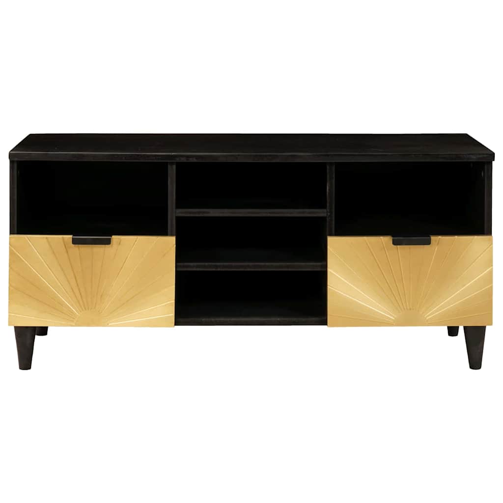 vidaXL TV Cabinet Black and Gold 100 x 33 x 46 cm Engineered Wood 3
