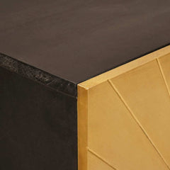 Side Cabinet Black and Gold Engineered Wood, image 6