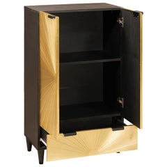 Side Cabinet Black and Gold Engineered Wood, image 2