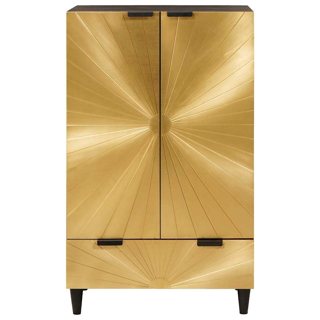 Side Cabinet Black and Gold Engineered Wood, image 3