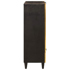 Side Cabinet Black and Gold Engineered Wood, image 4