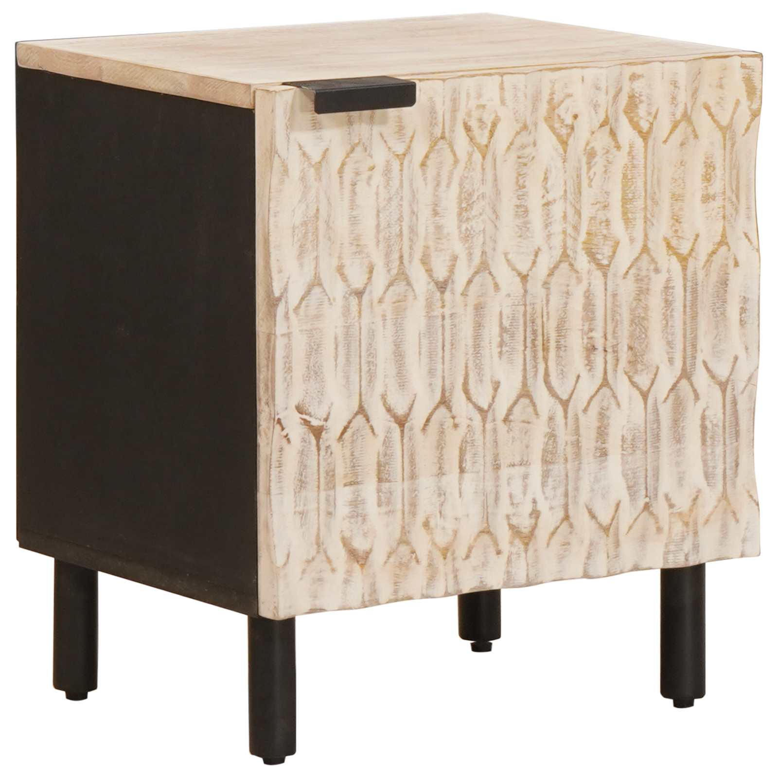 vidaXL Bedside Cabinet White 40 x 33 x 46 cm Solid Mango Wood 1