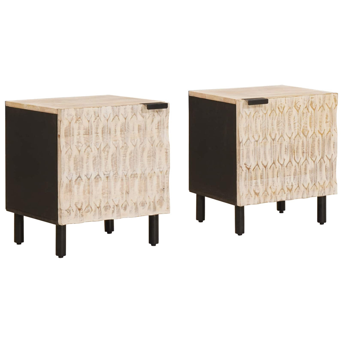vidaXL Bedside Cabinet White 40 x 33 x 46 cm Solid Mango Wood