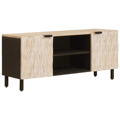 vidaXL TV Cabinet White Wash Finish 105 x 33 x 46 cm Solid Mango Wood 1