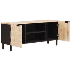 vidaXL TV Cabinet White Wash Finish 105 x 33 x 46 cm Solid Mango Wood 2