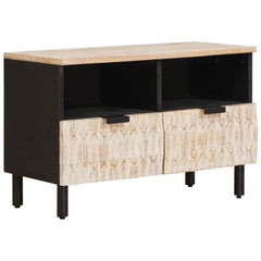 vidaXL TV Cabinet White Wash Finish 70 x 33 x 46 cm Solid Mango Wood 1