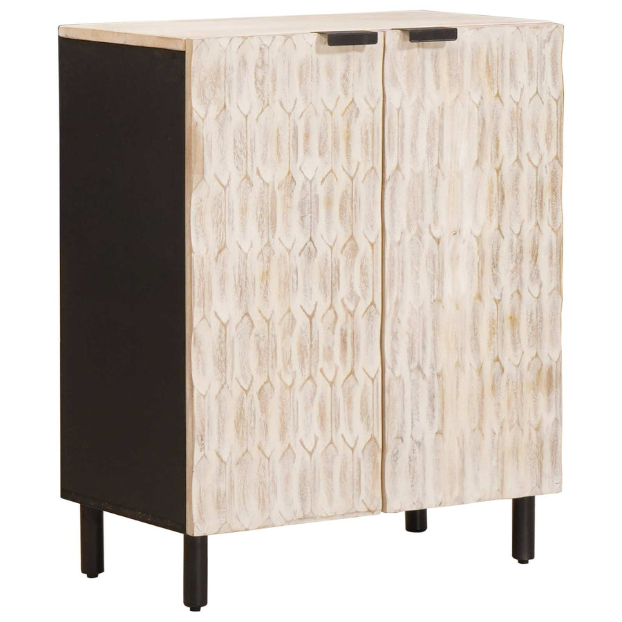 vidaXL Sideboard 60 x 33 x 75 cm Solid Mango Wood White Wash Finish 1