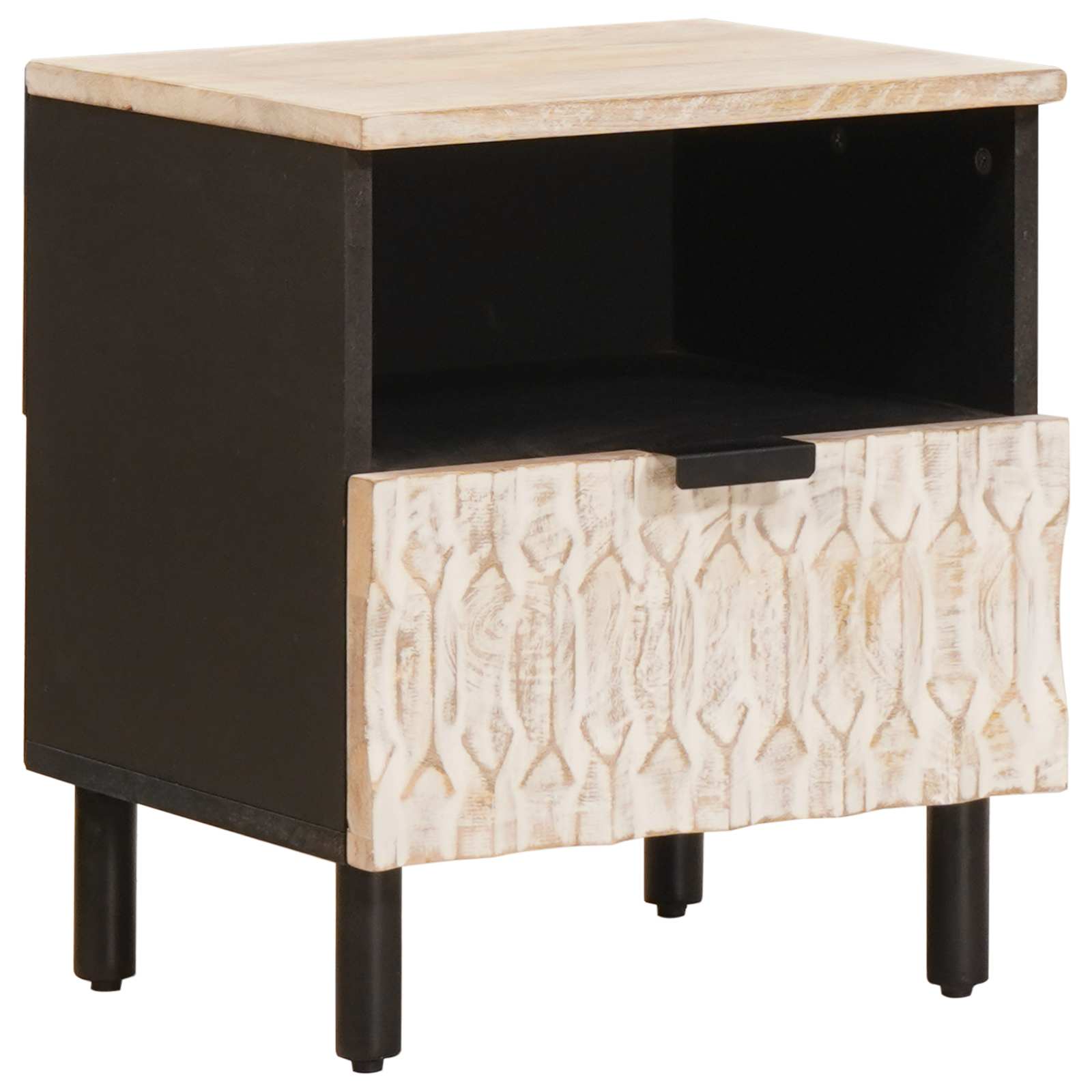 vidaXL Bedside Cabinet White 40 x 33 x 46 cm Solid Mango Wood 1
