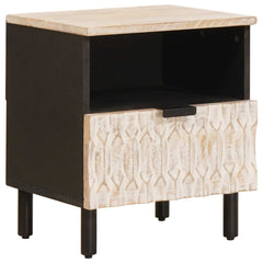 vidaXL Bedside Cabinet White 40 x 33 x 46 cm Solid Mango Wood 1
