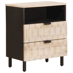 vidaXL Bedside Cabinet White 50 x 33 x 62 cm Solid Mango Wood 1