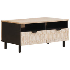 Coffee Table with Drawer White 80 x 54 x 40 cm Solid Mango Wood White wash finish