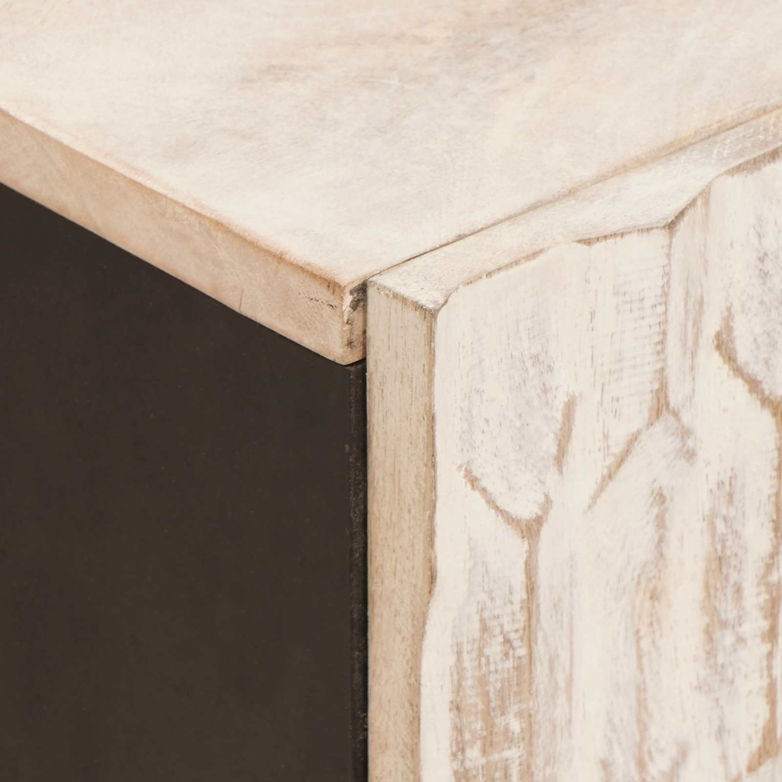 vidaXL TV Cabinet White Wash Finish 105 x 33 x 46 cm Solid Mango Wood 6
