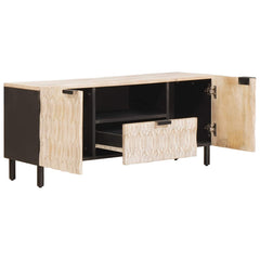 vidaXL TV Cabinet White Wash Finish 105 x 33 x 46 cm Solid Mango Wood 2