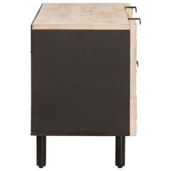 vidaXL TV Cabinet White Wash Finish 105 x 33 x 46 cm Solid Mango Wood 4