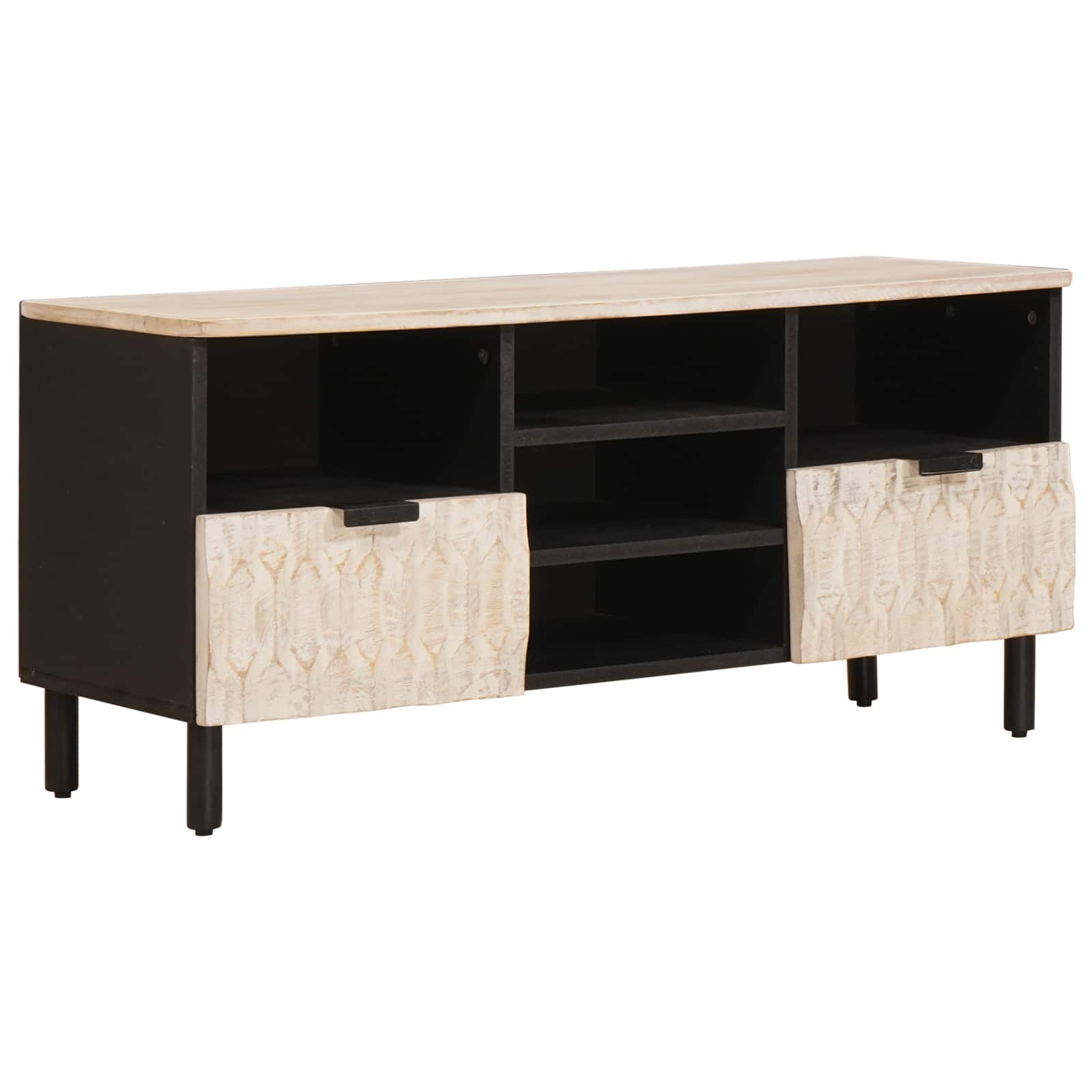 vidaXL TV Cabinet White Wash Finish 100 x 33 x 46 cm Solid Mango Wood 1