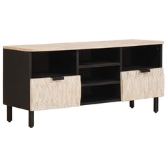 vidaXL TV Cabinet White Wash Finish 100 x 33 x 46 cm Solid Mango Wood 1