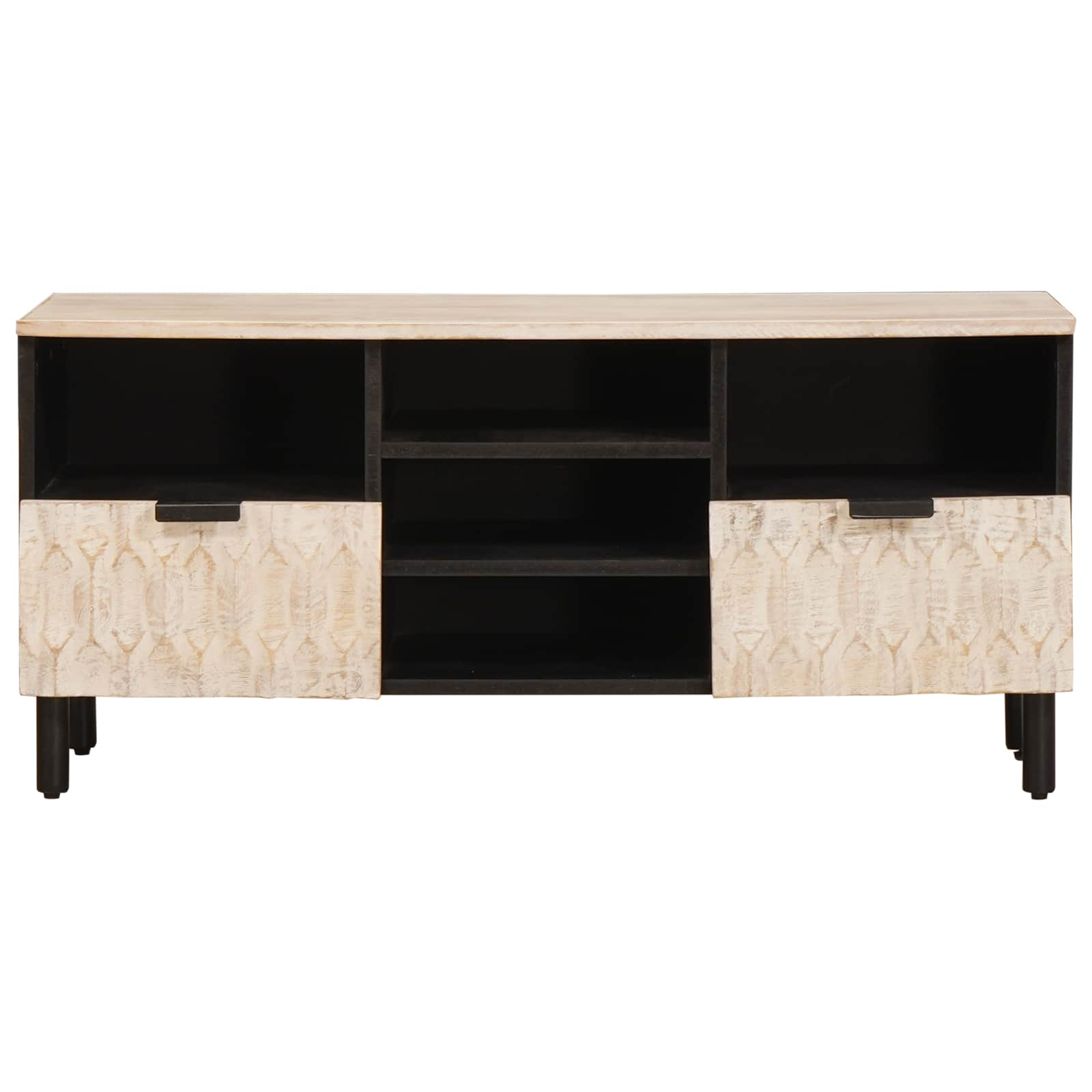 vidaXL TV Cabinet White Wash Finish 100 x 33 x 46 cm Solid Mango Wood 3