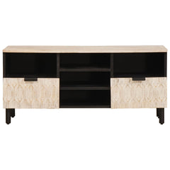 vidaXL TV Cabinet White Wash Finish 100 x 33 x 46 cm Solid Mango Wood 3