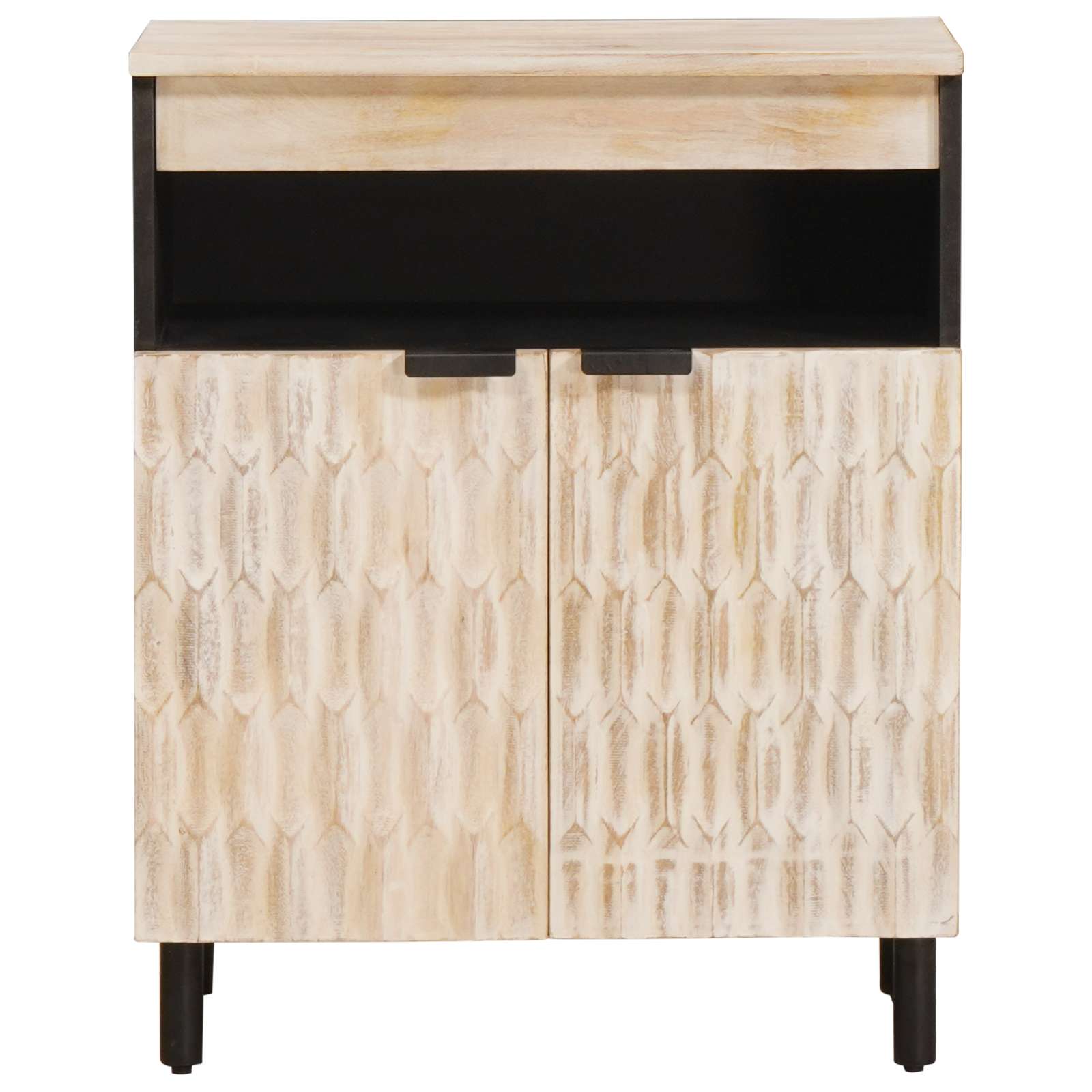 vidaXL Sideboard White Wash Finish 60 x 33 x 75 cm Solid Mango Wood 3