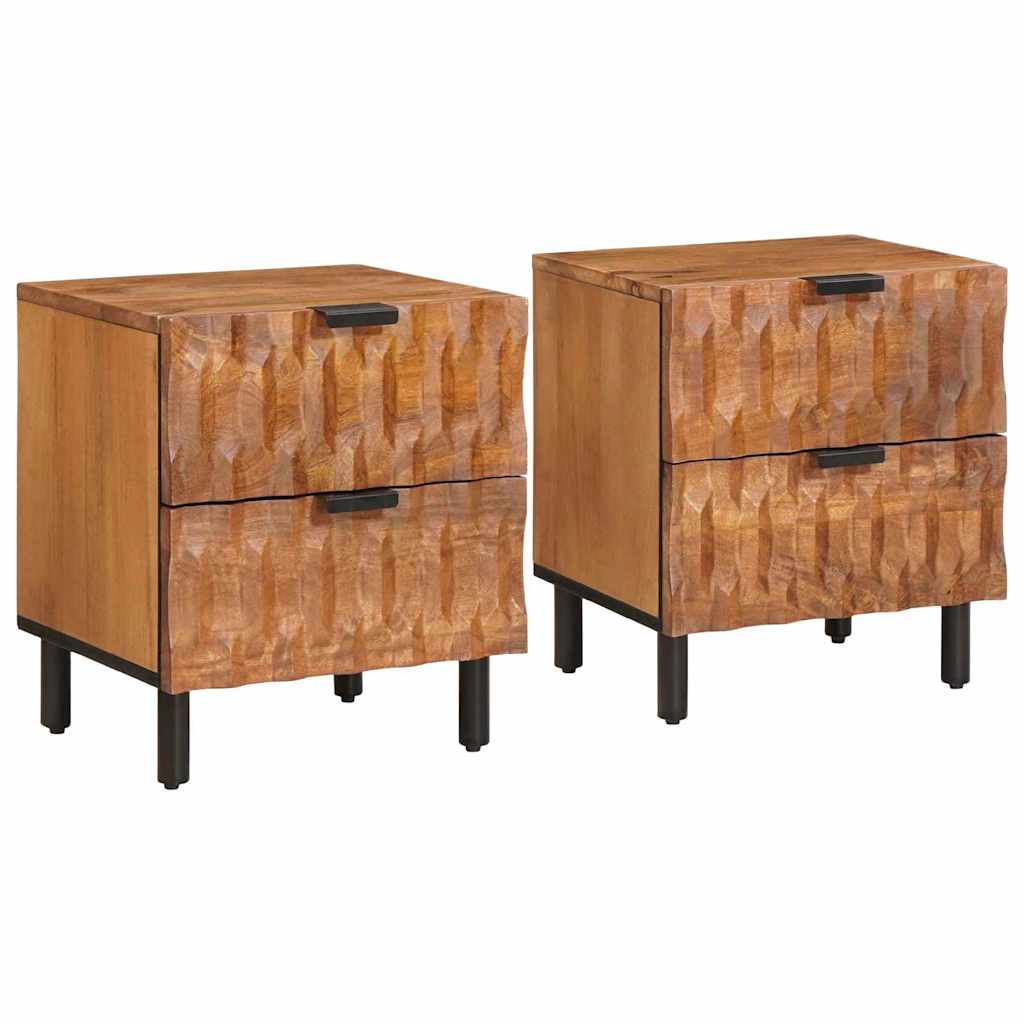 vidaXL Bedside Cabinet 2 pcs Brown 40 x 33 x 46 cm Solid Mango Wood 1