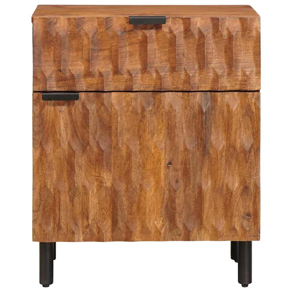 Bedside Cabinet White 50 x 33 x 60 cm Solid Mango Wood Acacia brown finish