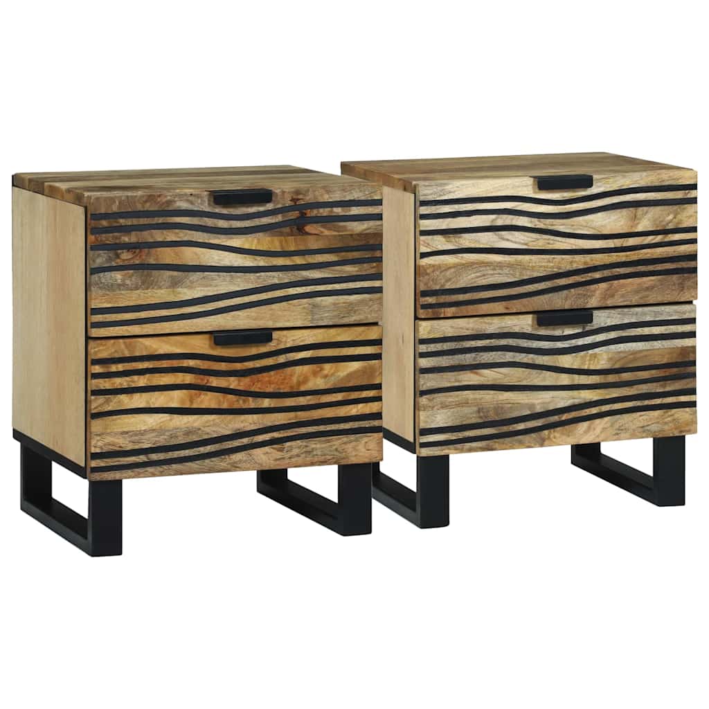 vidaXL Bedside Cabinet 2 pcs Natural 40 x 33 x 46 cm Engineered Wood 1
