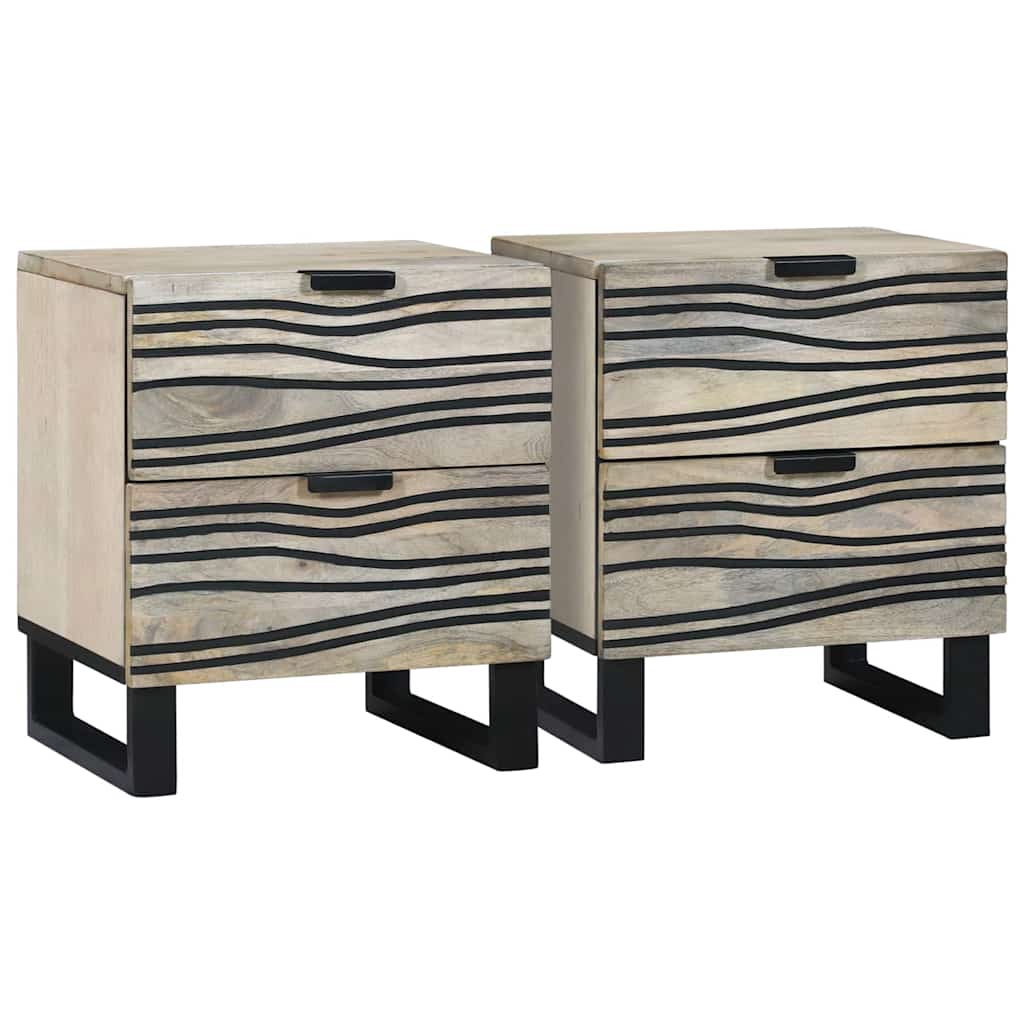 vidaXL Bedside Cabinet 2 pcs White 40 x 33 x 46 cm Engineered Wood 1