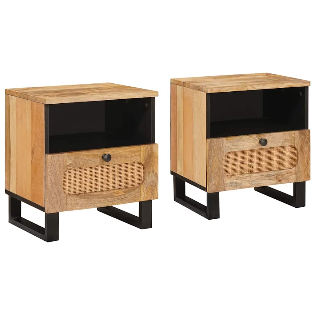 Bedside Cabinet Natural 40 x 33 x 46 cm Solid Mango Wood 2