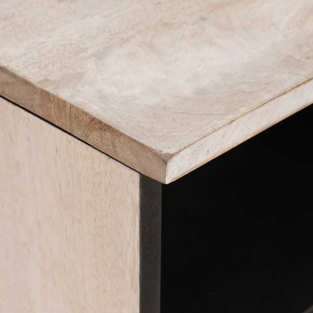 vidaXL TV Cabinet Bleached White 80 x 33 x 46 cm Solid Mango Wood 6