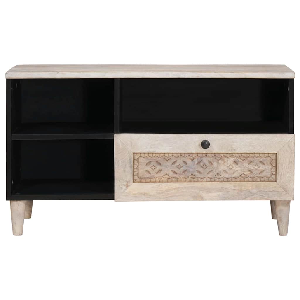 vidaXL TV Cabinet Bleached White 80 x 33 x 46 cm Solid Mango Wood 3