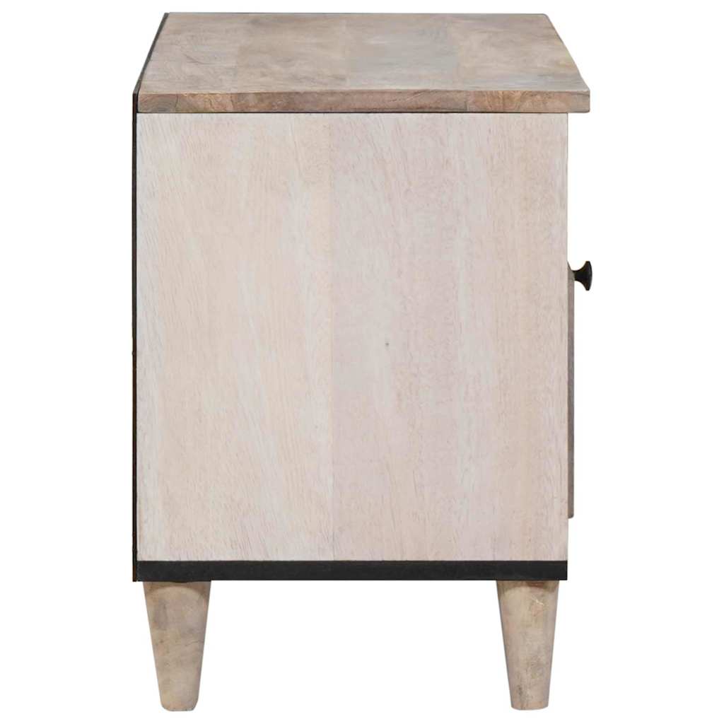 vidaXL TV Cabinet Bleached White 80 x 33 x 46 cm Solid Mango Wood 4