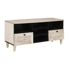 TV Cabinet Bleached White Solid Mango Wood