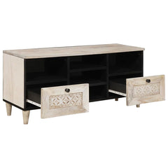 TV Cabinet Bleached White Solid Mango Wood, image 2