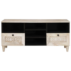 TV Cabinet Bleached White Solid Mango Wood, image 3