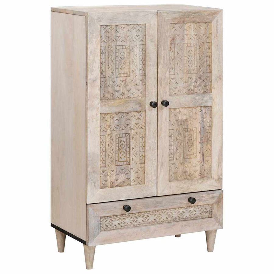 vidaXL Highboard 60 x 33 x 100 cm Solid Mango Wood Bleached White 1
