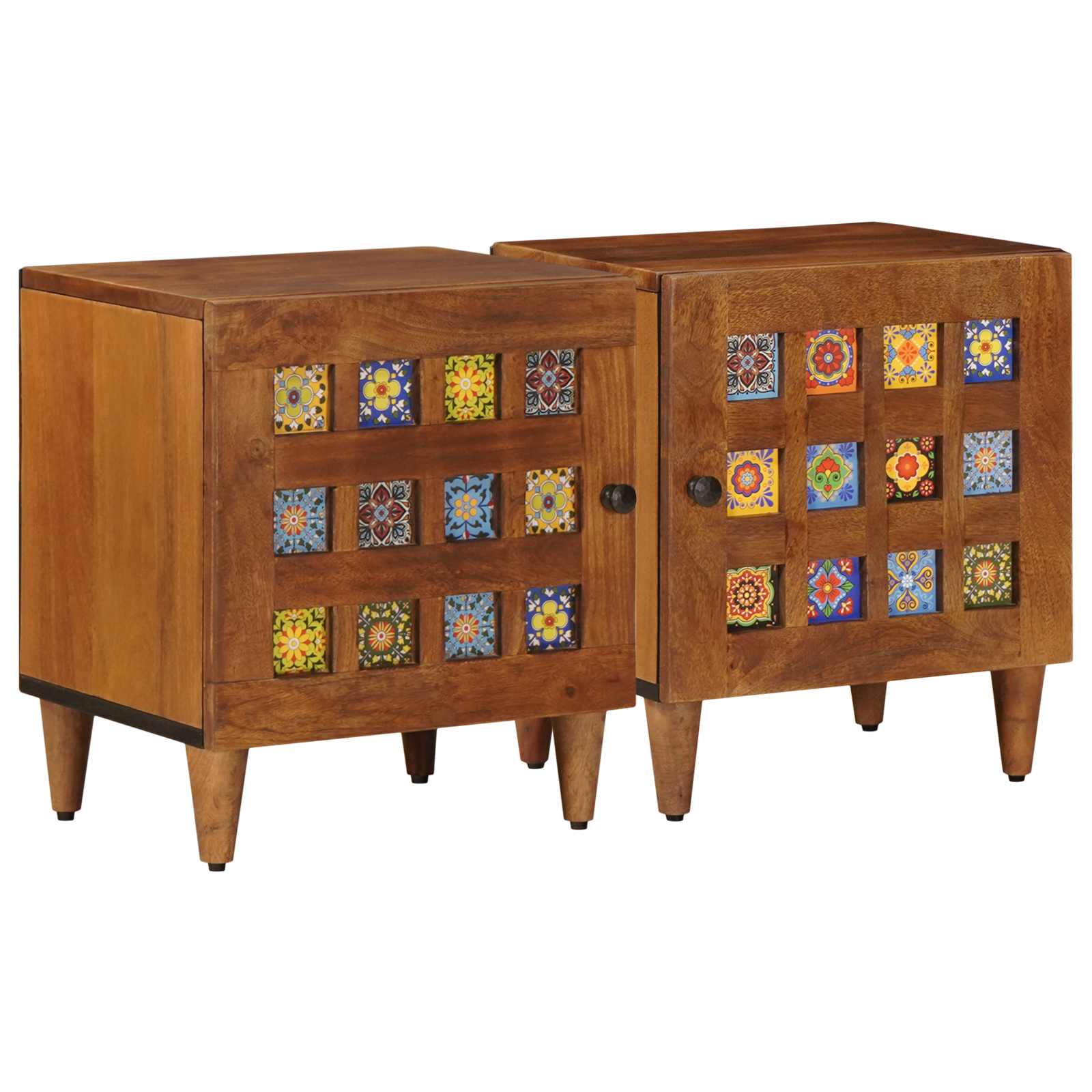 vidaXL Bedside Cabinet 2 pcs Brown 40 x 33 x 46 cm Solid Mango Wood 2