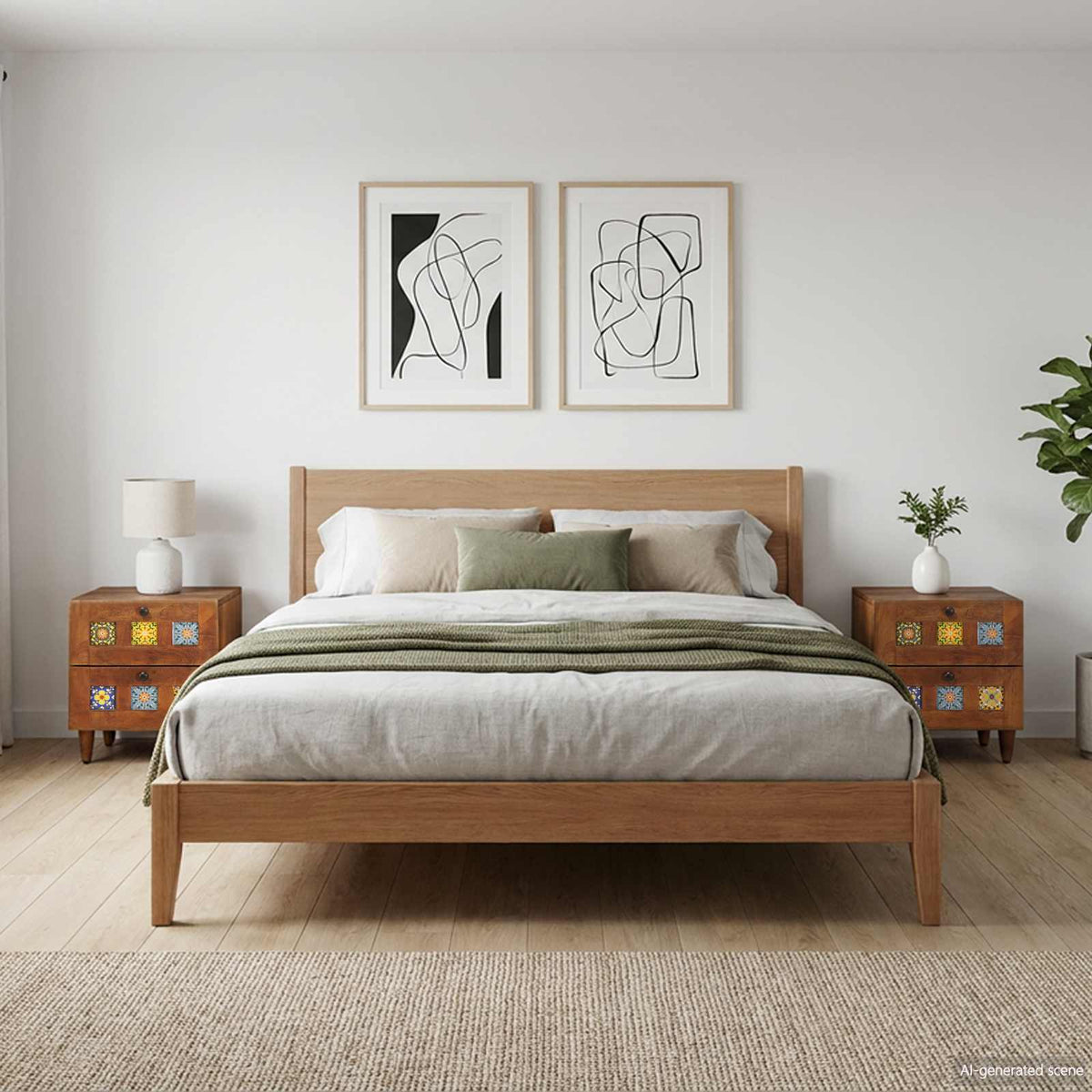 Bedside Cabinet Solid Mango Wood in Walnut