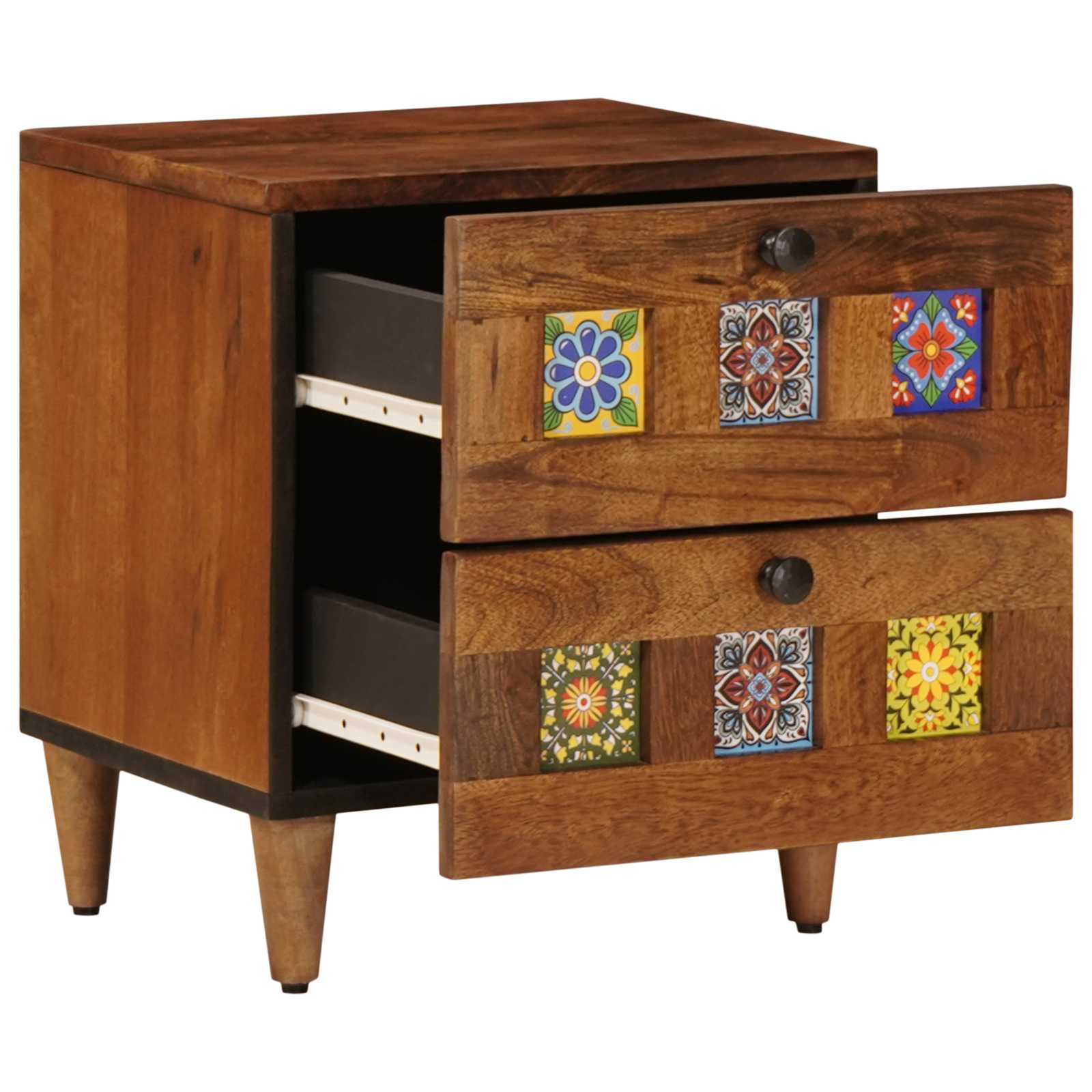 vidaXL Bedside Cabinet 2 pcs Brown 40 x 33 x 46 cm Solid Mango Wood 3